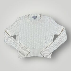 J.Crew 100% Cashmere Cable Knit Sweater Ivory Crewneck Size Small Quiet Luxury